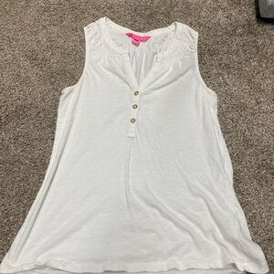Lilly Pulitzer White Tank Top with Gold Buttons